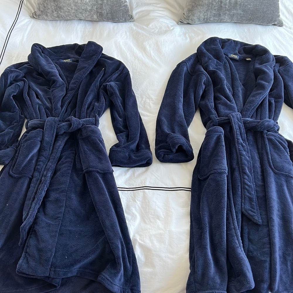 Polo Ralph Lauren Shawl Collar Bath Robe - Navy Blue